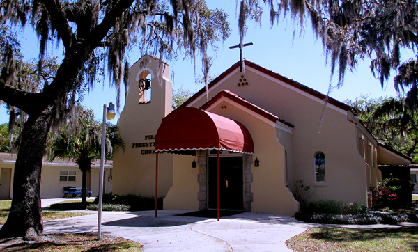 Newly painted church front